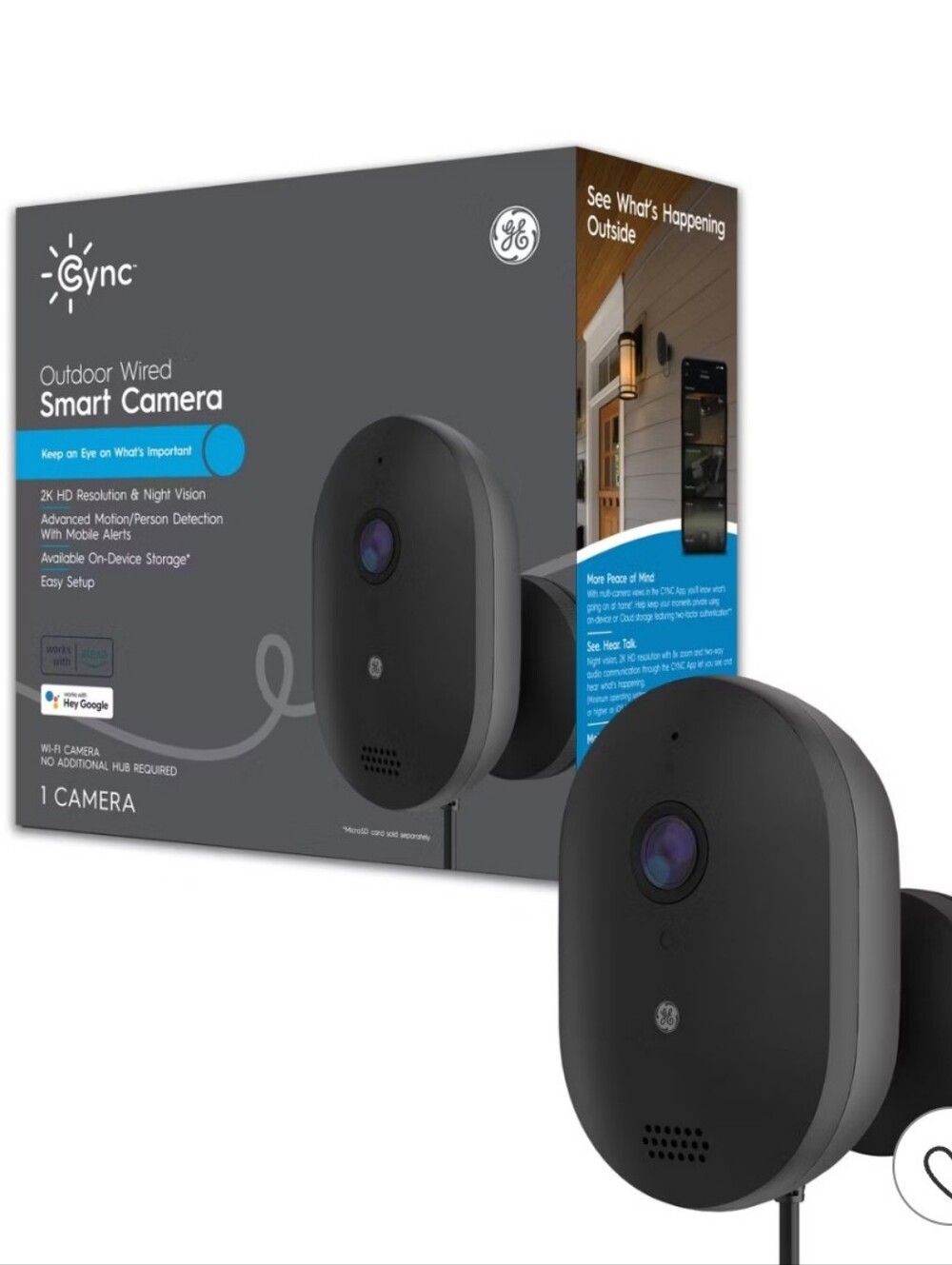 New GE Cync Outdoor Wired Smart Camera in Charcoal Gray